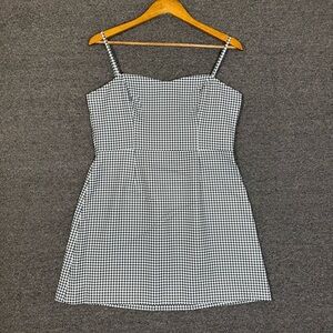 French Connection Black and White Gingham Strap Mini Dress, Size 10